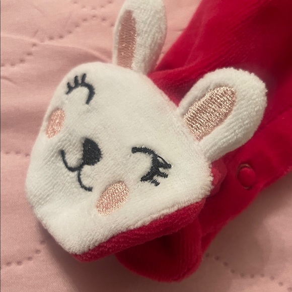 Carter's Red Fleece Footie with Cute Animal Design - Picture 4 of 5